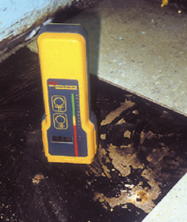 A professional moisture-detection instrument in use